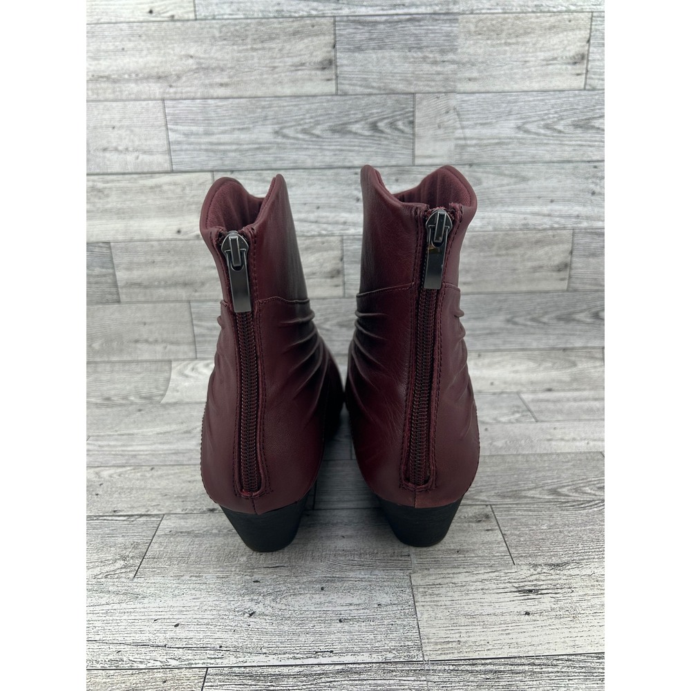 Rockport Cobb Hill Burgundy Leather Ruched Ankle Boots CH3994 Women Size 9M - Picture 5 of 11